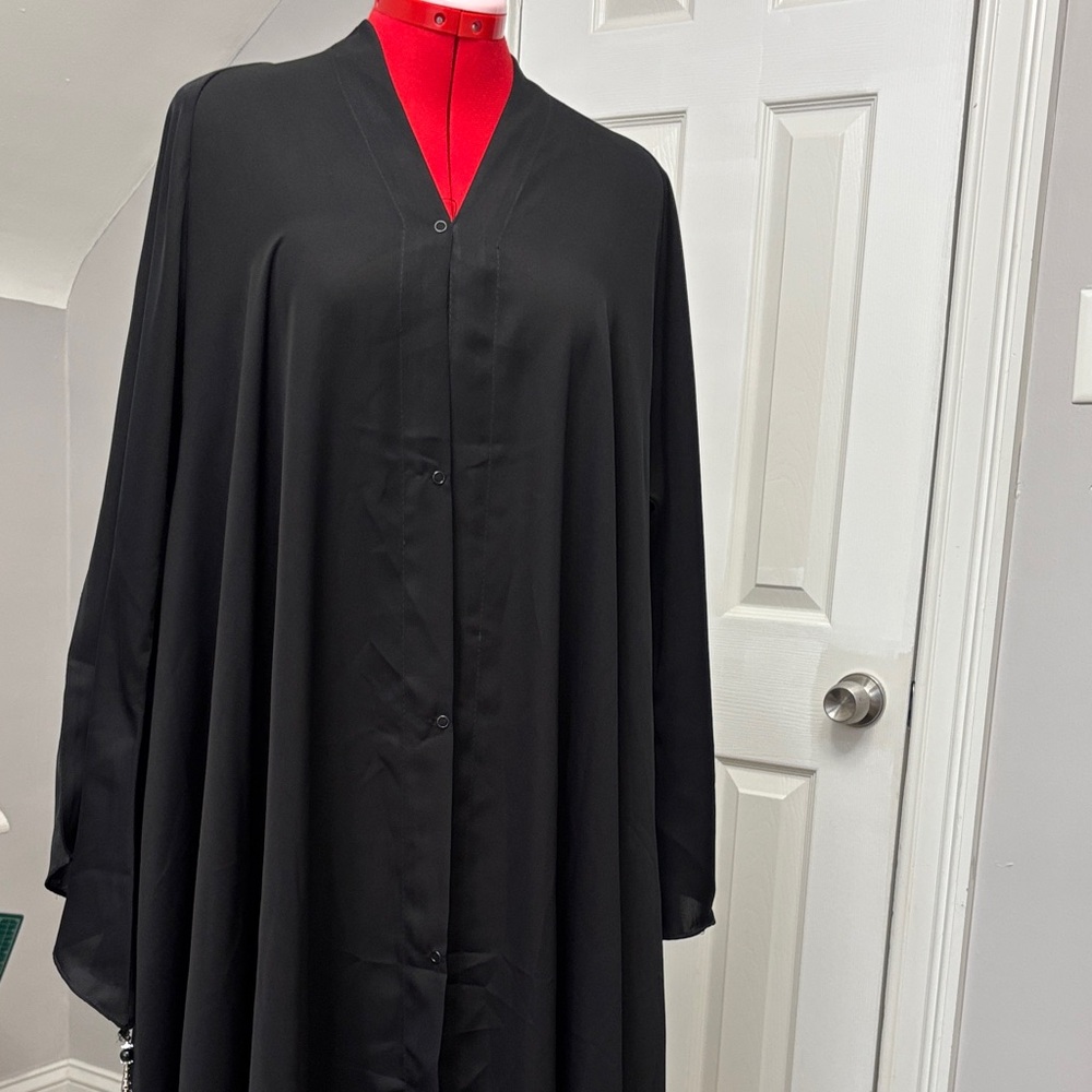 Elegant Black Button-Up Cape